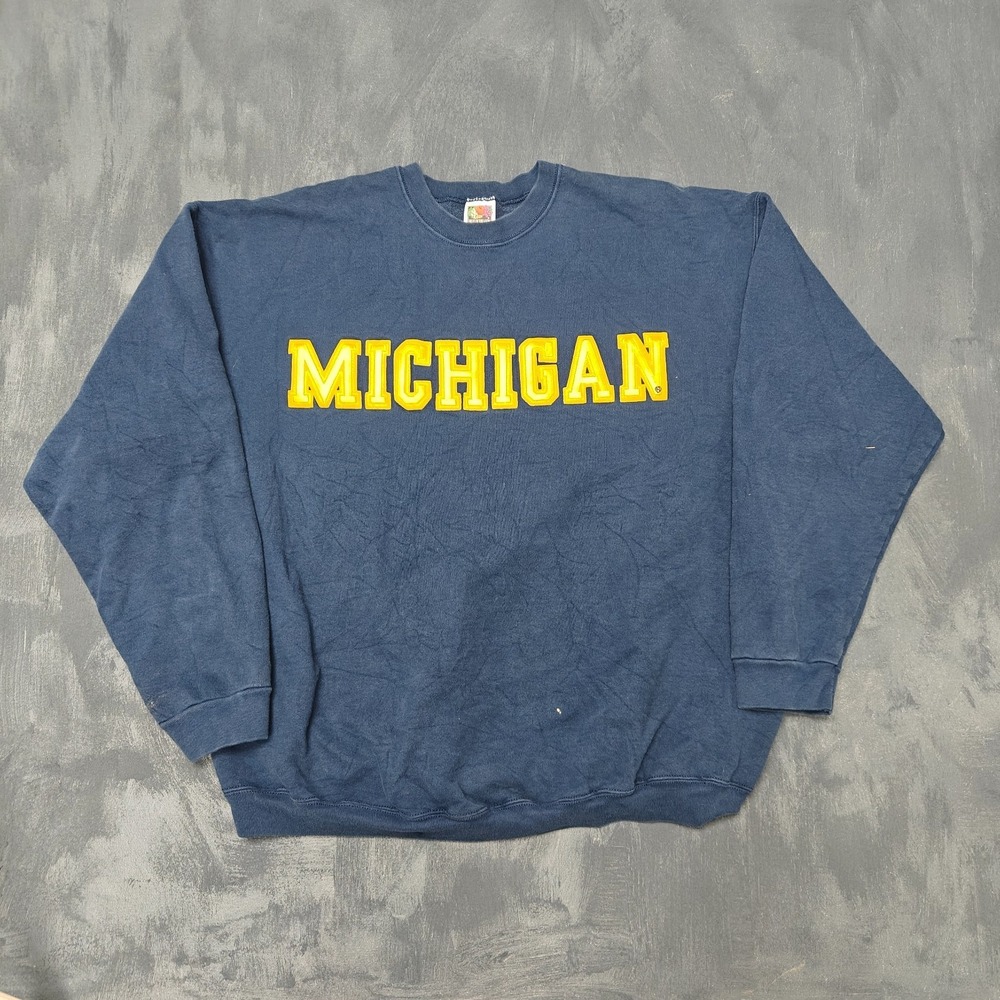 Vintage Michigan Graphic Sweatshirt‎ Men XXL Blue 1990s Fruit of the Loom